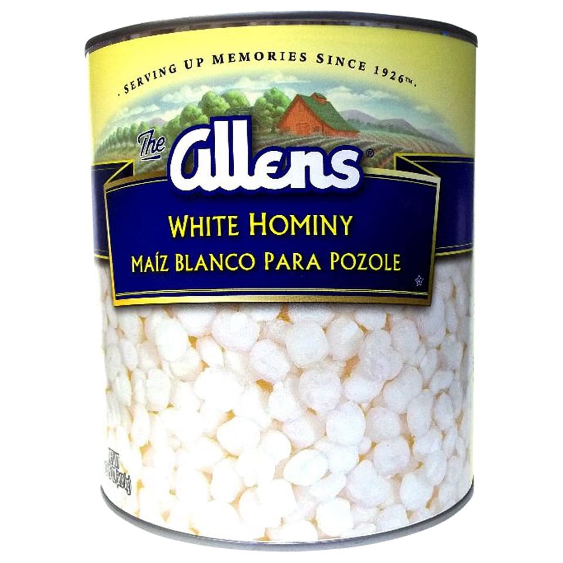 Allens Canned White Hominy, 108 oz Can