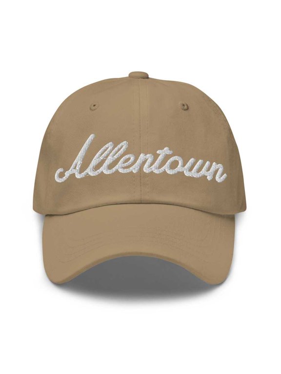 Allentown Baseball Cap Allentown Dad Hat Bold Script Utah UT Hat Embroidered Souvenir Gift Khaki