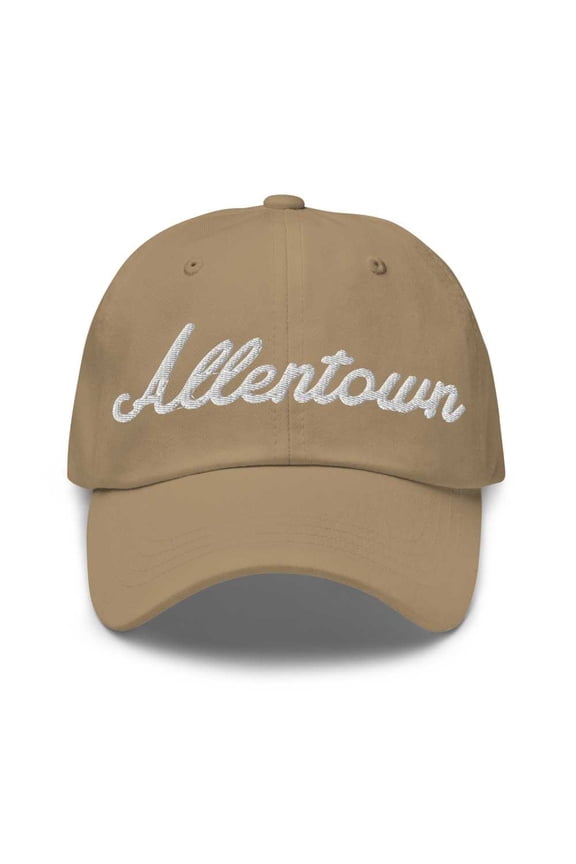 Allentown Baseball Cap Allentown Dad Hat Bold Script Utah UT Hat Embroidered Souvenir Gift Khaki