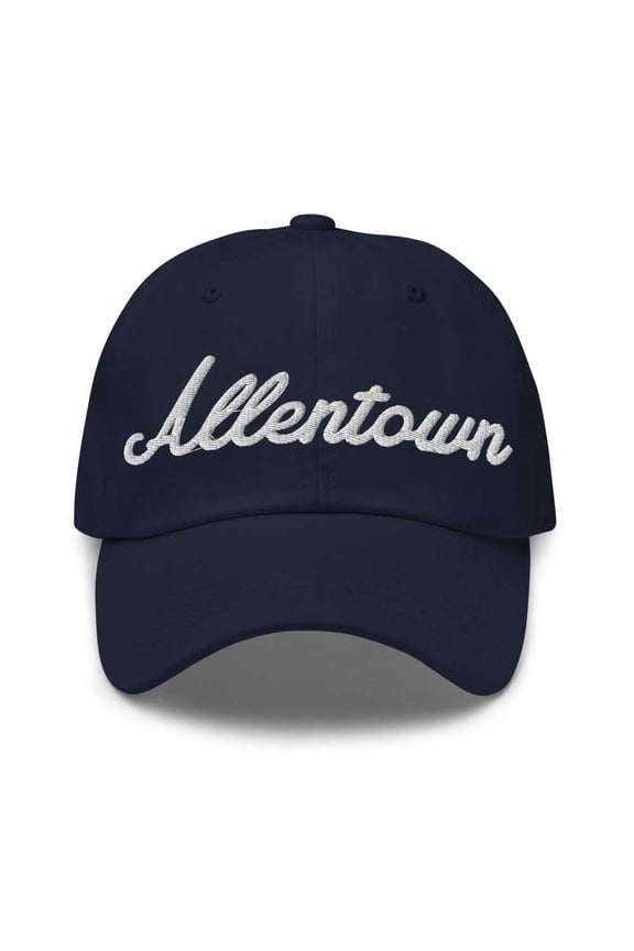 Allentown Baseball Cap Allentown Dad Hat Bold Script Utah UT Hat Embroidered Souvenir Gift Navy