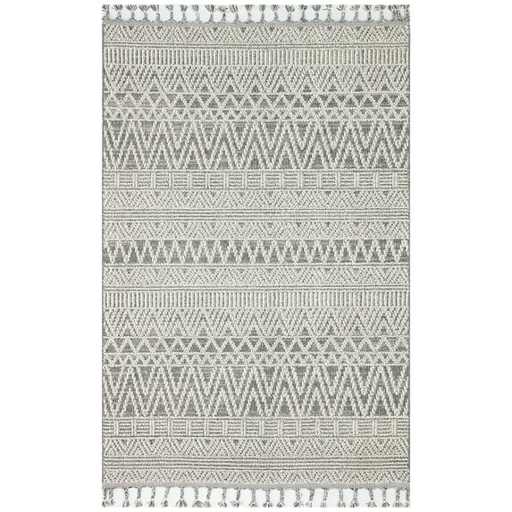 Allentown Grey Geometric Area Rugs for Living Room Jacquard Textured Modern Rugs Soft Geometric Rug for Bedroom Mid Century Washable Rug Non-Slip Bohemian Carpet Perfect for Dining Room Office Beige