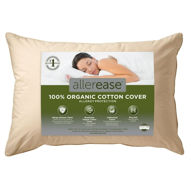 AllerEase Allergy Relief Organic Cotton Cover Allergy Protection Pillow