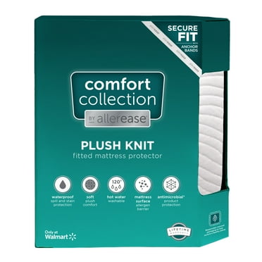 AllerEase Comfort Collection Plush-Knit Mattress Cover Protector Twin- Fitted Waterproof