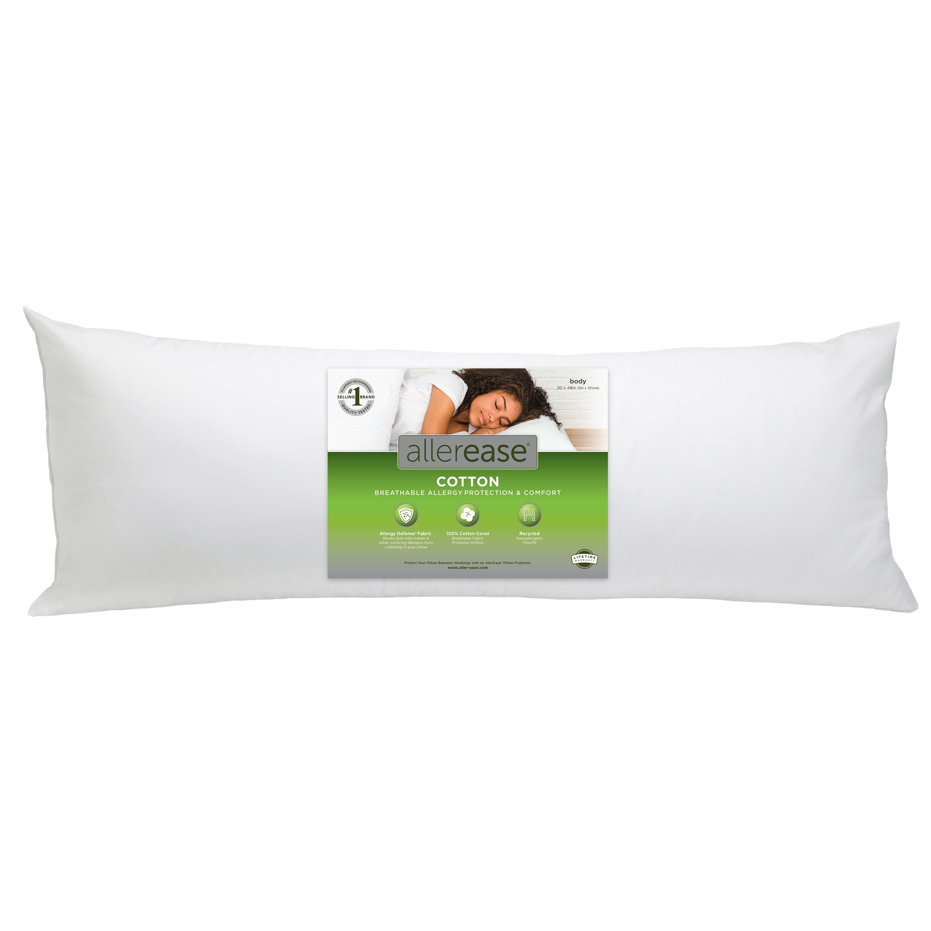 AllerEase Cotton Body Pillow, Medium 