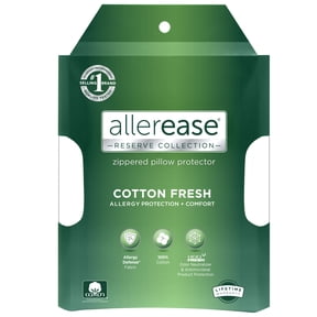 AllerEase Cotton Fresh Pillow Cover Protector, Standard/Queen - Zippered, Allergen Barrier Fabric