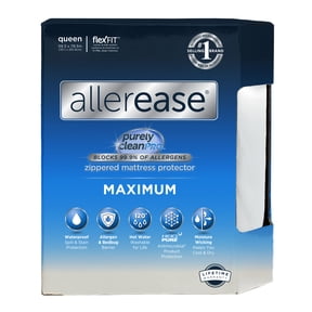 AllerEase Maximum Mattress Cover Protector, Queen - Zippered, Waterproof, Allergen Barrier
