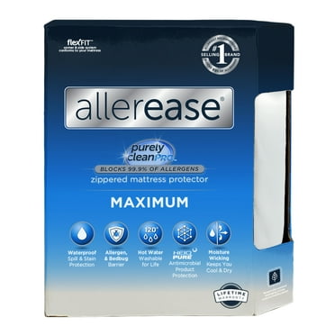 AllerEase Maximum Mattress Cover Protector, TwinXL- Zippered, Waterproof, Allergen Barrier