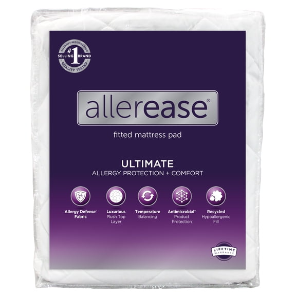 AllerEase Ultimate Mattress Pad, Full - Fitted, Allergy Protection, Temperature Balancing