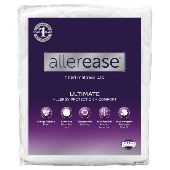 AllerEase Ultimate Mattress Pad, King - Fitted, Allergy Protection, Temperature Balancing
