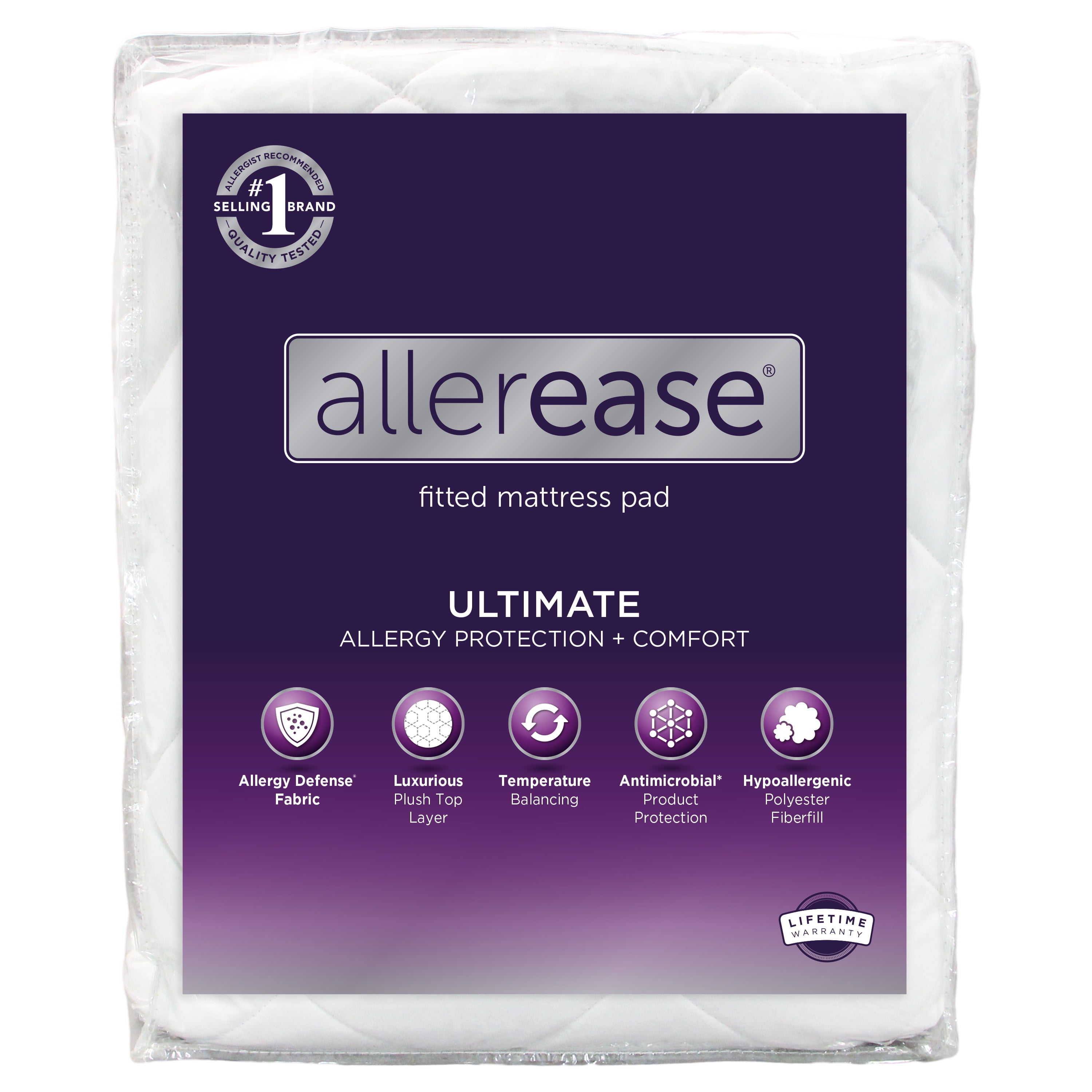 Queen White Polyester Temperature Balancing Mattress Pad