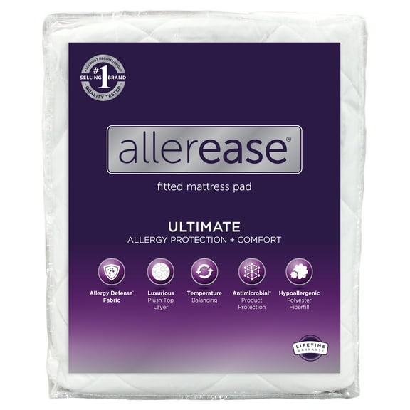 AllerEase Ultimate Mattress Pad, Queen - Fitted, Allergy Protection, Temperature Balancing