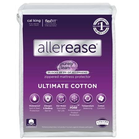AllerEase Ultimate Cotton Top Mattress Cover Protector, Cal King - Zippered, Waterproof