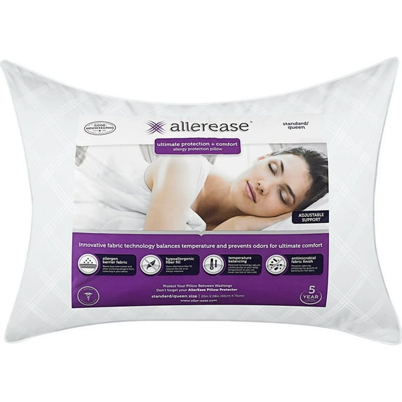 AllerEase Ultimate Protection and Comfort Down Alternative Polyfill Pillow