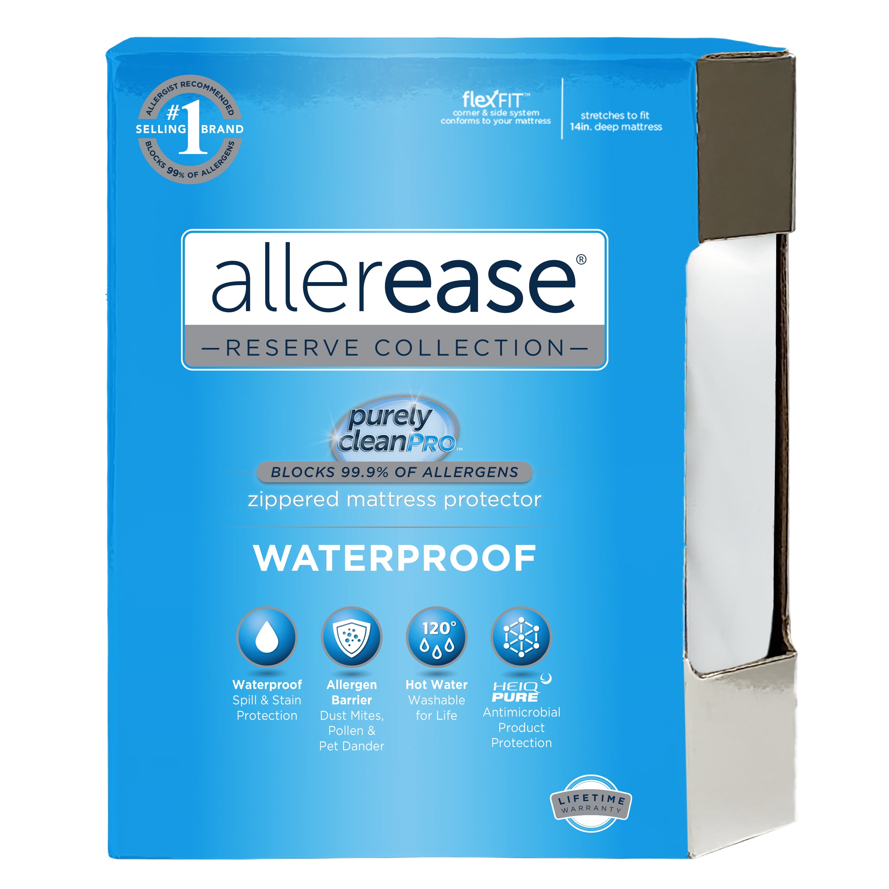 AllerEase Waterproof Mattress Cover Protector Queen, White- Allergy Defense Fabric Fitted