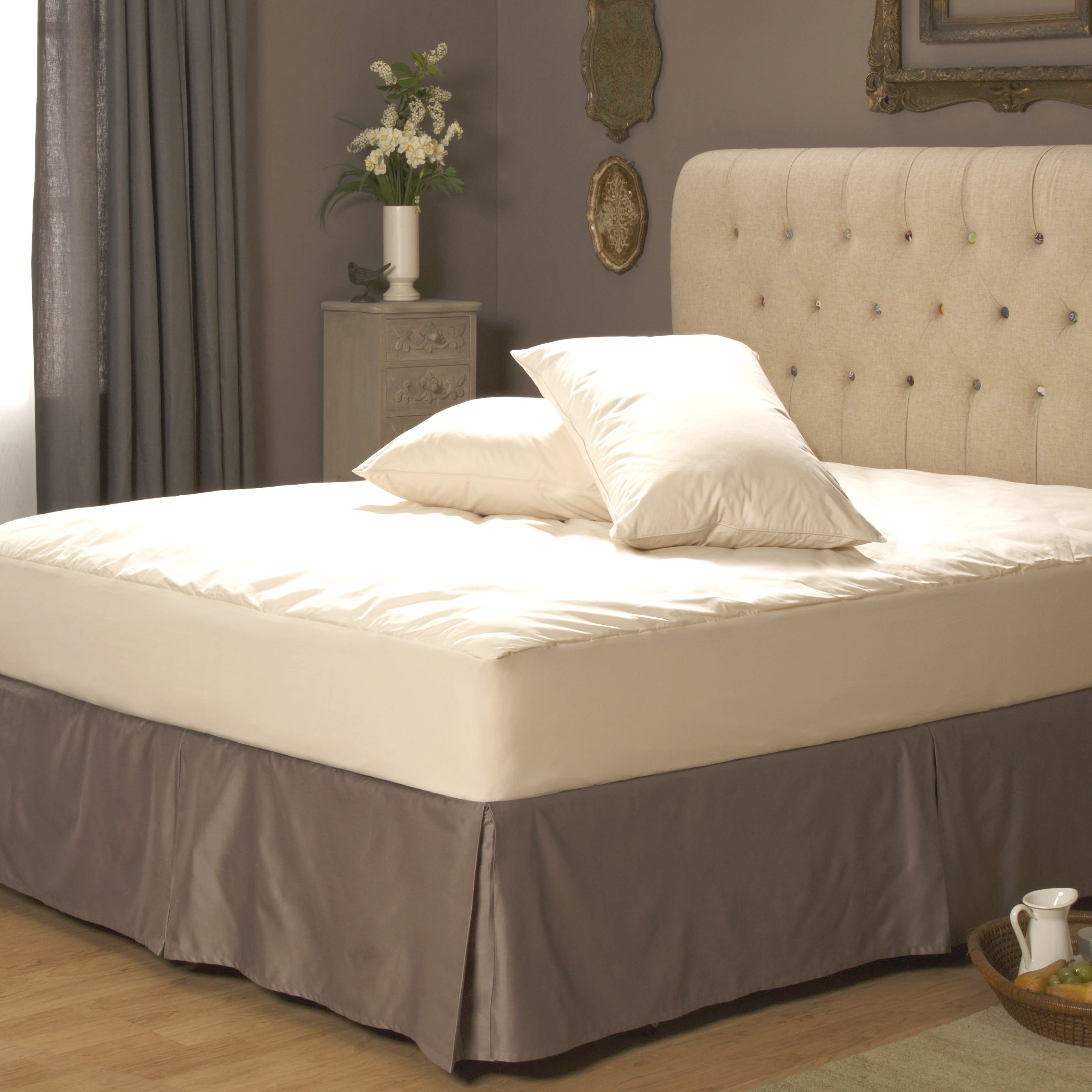 AllerEase 100% Organically Grown Cotton Top Allergy Mattress Pad Cover TwinXL White Fitted