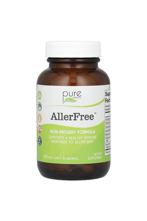 AllerFree Natural Allergy Supplement - Non Drowsy Pills for Sinus and Nasal Health Support, Seasonal Allergies by Pure Essence - 60 Capsules