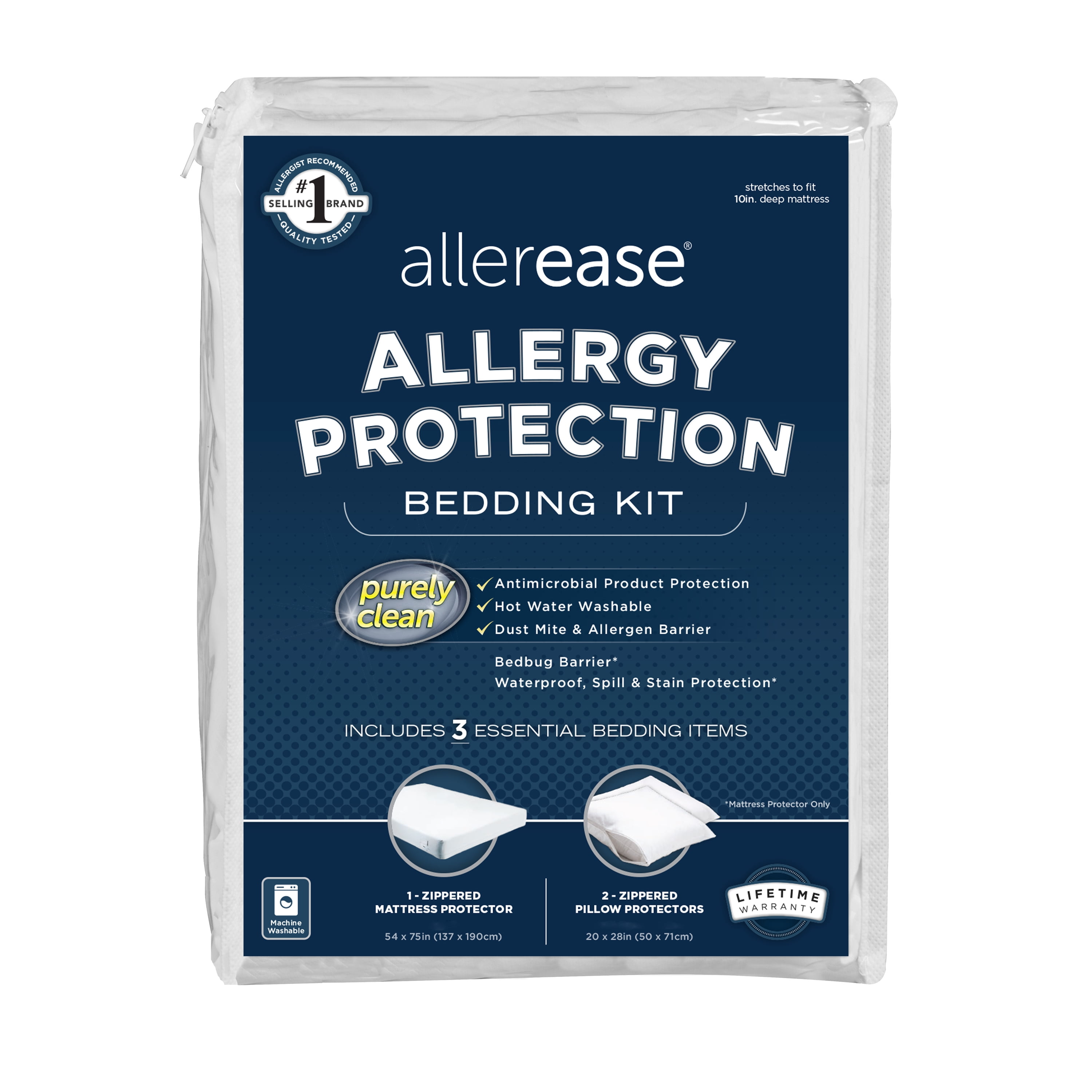 AllerEase Waterproof Allergy Protection Zippered Mattress Protector -  White, Twin - Kroger