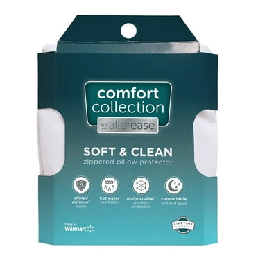 Allerease Comfort Collection Soft & Clean Zippered Pillow Protector, Standard/Queen
