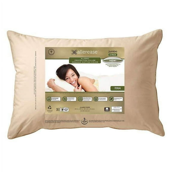 Allerease Organic Cotton Cover Pillow, 2-pack Jambo Size