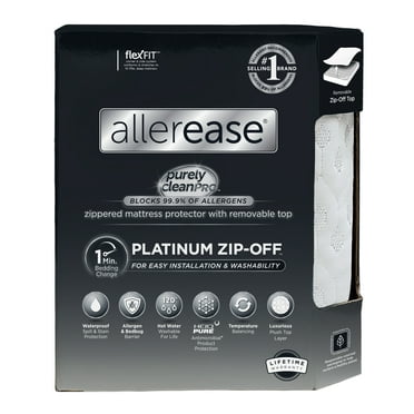 AllerEase Platinum Mattress Cover Protector, Twin- ZipOff Top, Waterproof, Allergy Defense