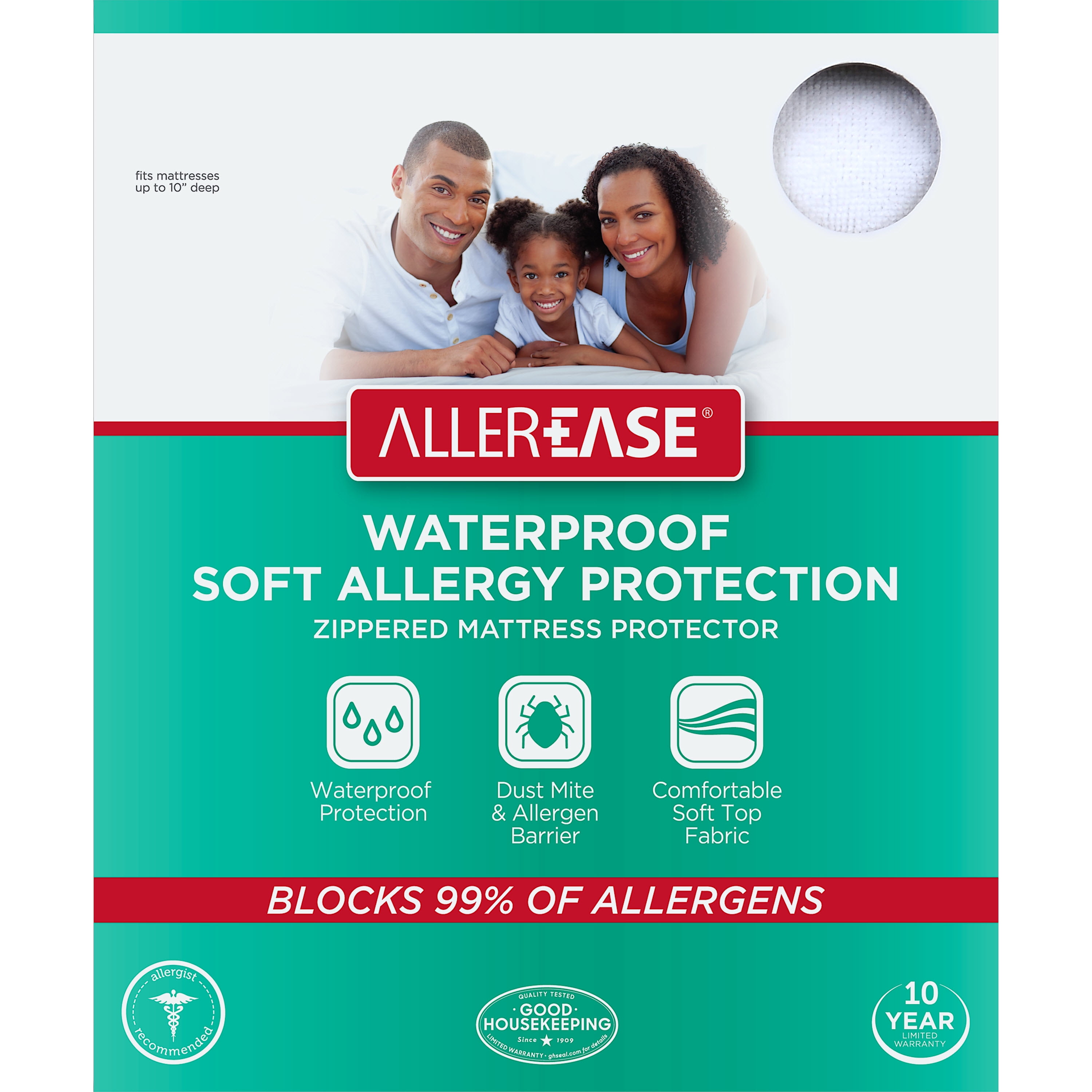 Allerease Soft Terry Allergy Protection Waterproof Zippered Mattress