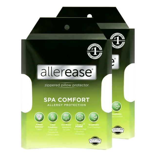 Allerease Spa Comfort Pillow Protector, Standard/Queen, Pack of 2