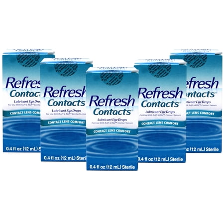 Allergan Refresh Soft Contacts, Contact Lens Comfort Drops - 0.4 Fl Oz (12 Ml) (Pack of 5)