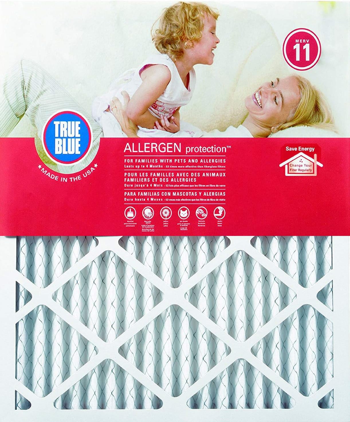 True Blue 20x25x1 MERV 11 Allergen Air Filter 4-Pack
