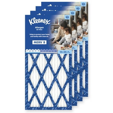 Allergen Air Filter 12x24x1 Inches - 8 MERV RATING (4-Pack)