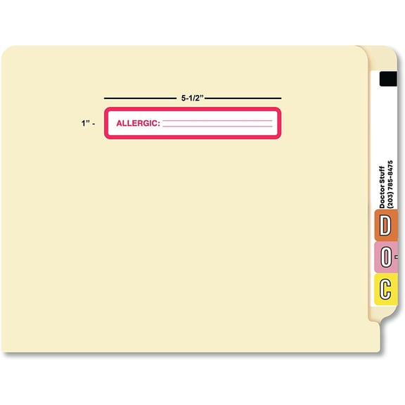 Allergic Alert Chart Label for Patient Allergy Identification 5-1/2” x 1” White Red Permanent Adhesive 175 Stickers/Roll