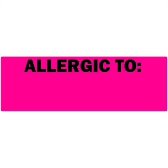 "Allergic To" Fluorescent Pink Blank Allergy Labels
