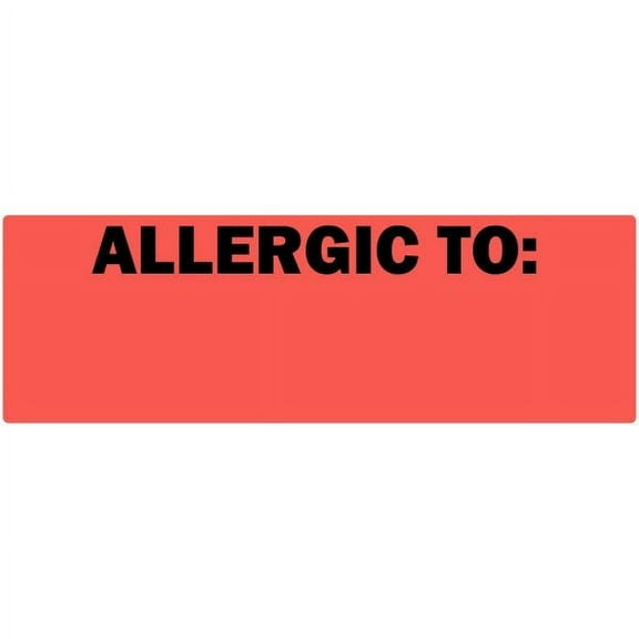 "Allergic To" Fluorescent Red Allergy Labels