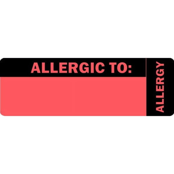 "Allergic To" Red Allergy Labels