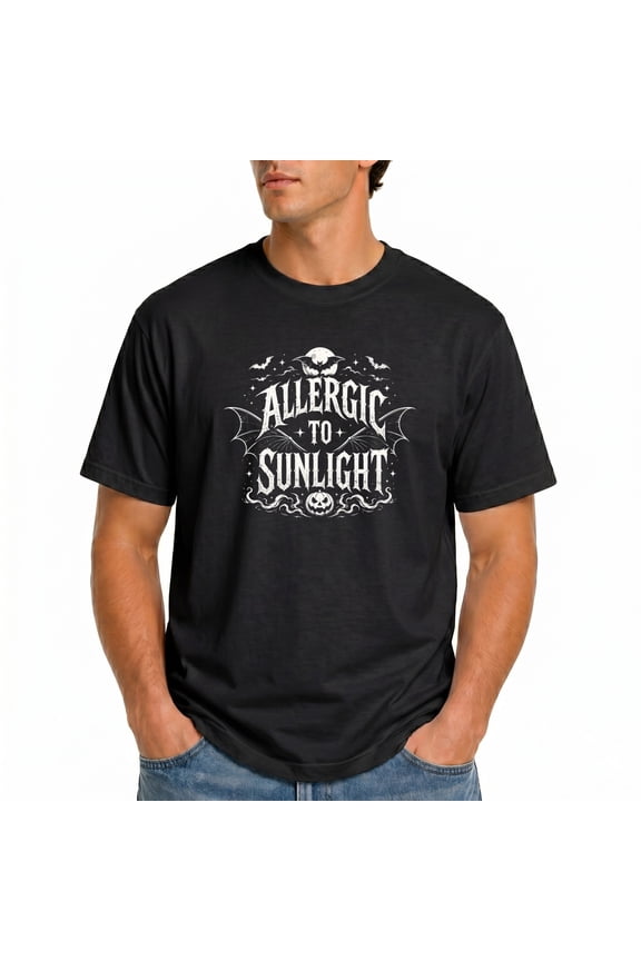 Allergic To Sunlight Gothic Vampire T-Shirt – Halloween Humor – Unisex Costume