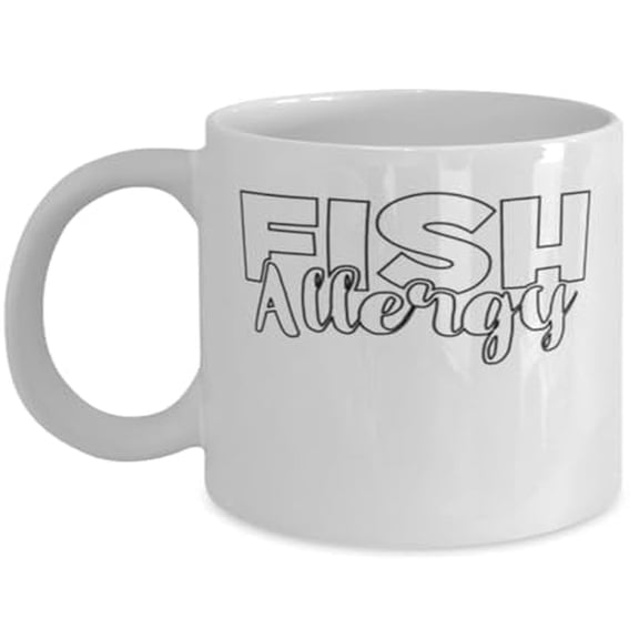 Fish Allergy 11 oz Coffee Mug - Allergy Awareness Gift White Ceramic
