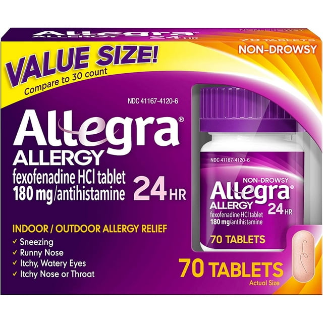 Allergy 24 HR Tablets-180 Mg each. 70 Count - Pack of 2 - (140 Tablets Total)