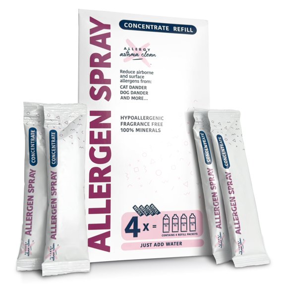 Allergy Asthma Clean Allergen Spray Refill 4 Pack, Pets, Dust Allergies & More, Air & Surface, Use Your Own Bottle, Over 128oz Total