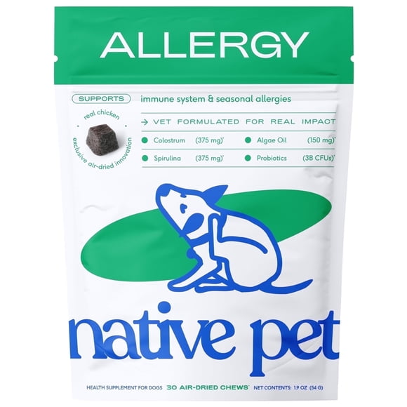 Native Pet Dog Allergy Chews Supplement for Immune Support & Allergy Relief, 30ct