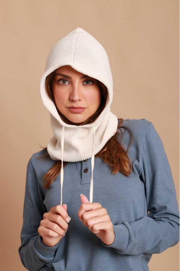 Allergy-Free Knitted Snood with Drawstring (Size: FS | Color: Natural)
