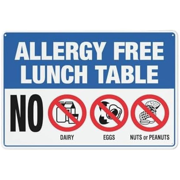 Allergy Free Lunch Table Sign For House 12" X 8" Yard Sign, Premium Aluminum, Sun-Proof, Rust-Free