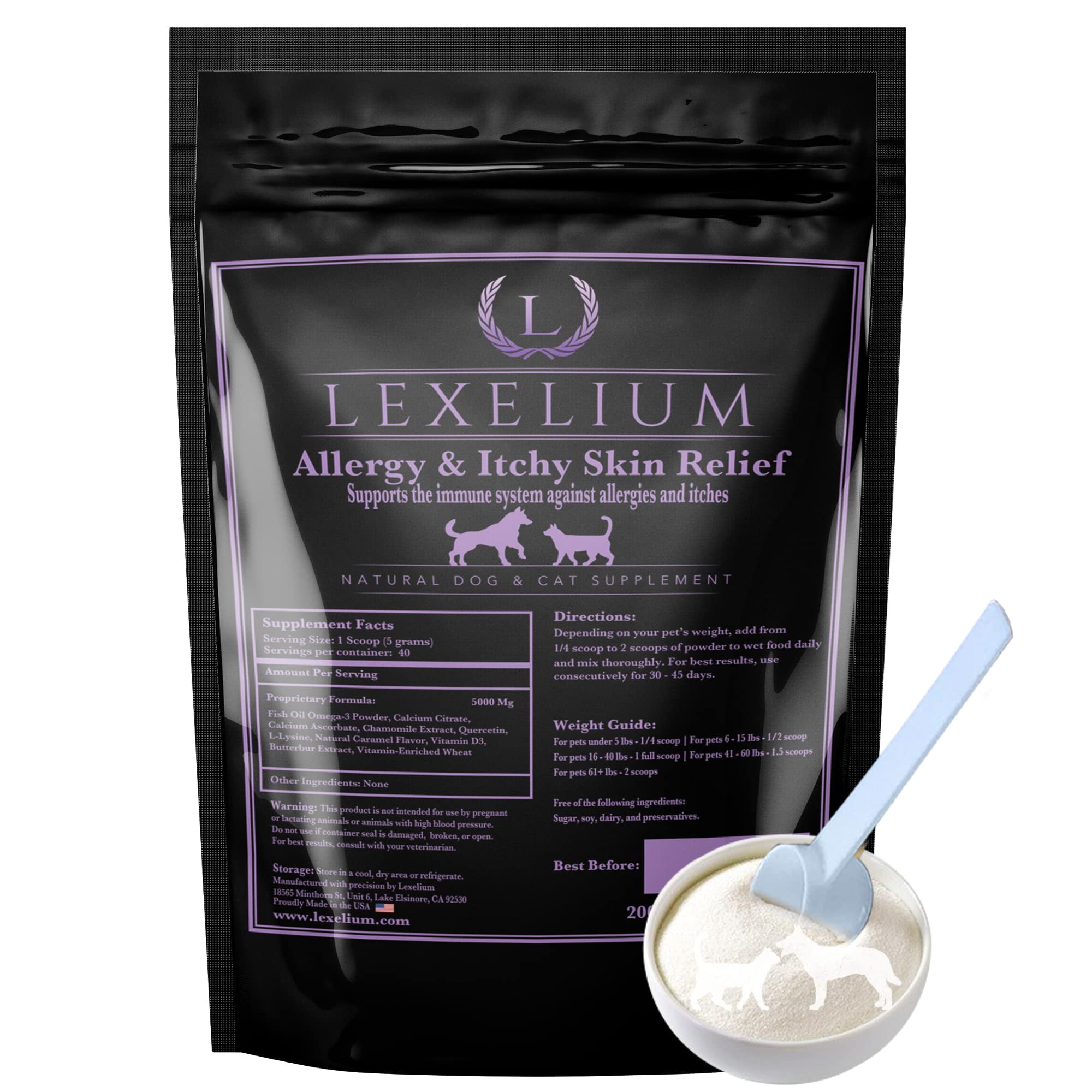 Allergy Itch Relief Powder Supplement for Dogs Cats Fortified w Omega 3 Fish Oil Walmart