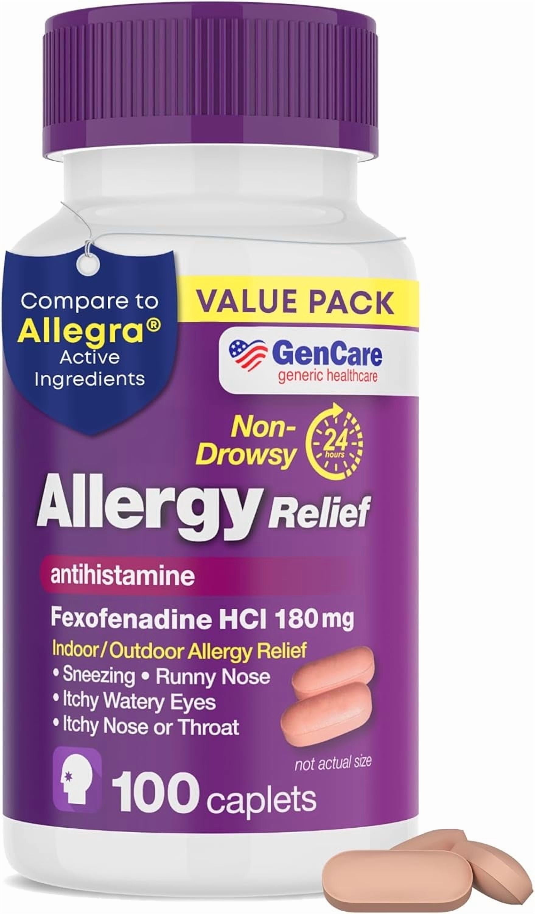 GenCare - Fexofenadine HCl Allergy Relief 180 mg (100 Tablets) | Non Drowsy Antihistamine