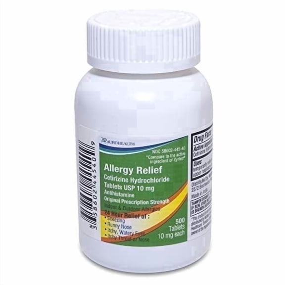 Aurohealth All Day Allergy, Cetirizine Hydrochloride Tablets, 10 mg, Antihistamine, 500 Count