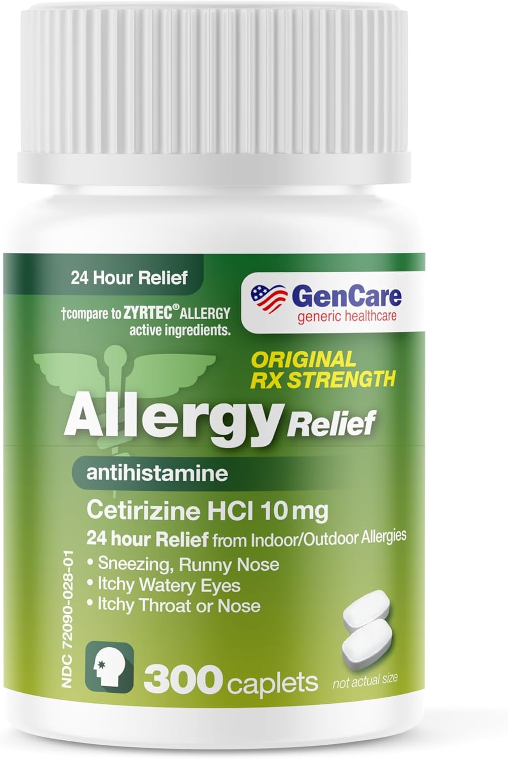 Gencare Cetirizine Allergy Relief Tablets 24 Hr Antihistamine Allergy 
