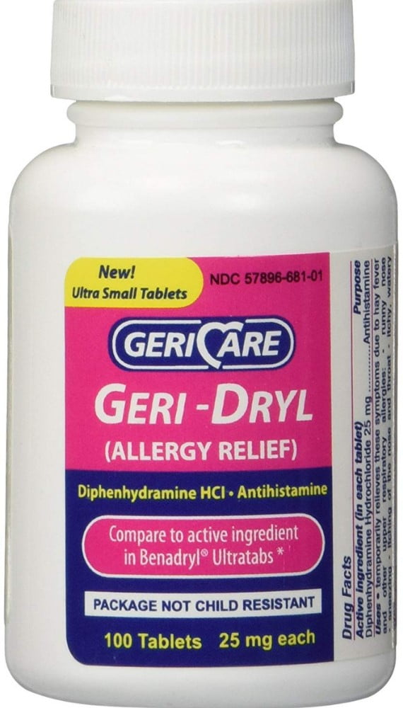 Allergy Relief OTC (Compare to Benadryl Ultratabs) Diphenhydramine HCL Antihistamine 25mg 100 ea - (Pack of 6)