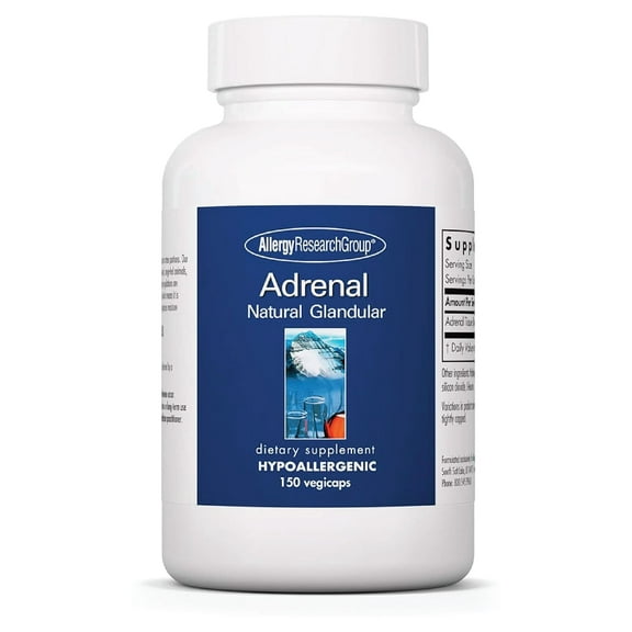 Allergy Research Group Adrenal Support Supplement for Men & Women - Adrenal Glandular Supplement, Endocrine Support, Bovine Adrenal Extract- 150 Count