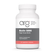 ARG Biotin 5000 - Delivers 5000 mcg Biotin - Vitamin B - Metabolism & Energy Production Support - Hair, Skin & Nail Supplement - Gluten-Free - 60 Servings - 60 Vegetarian Capsules