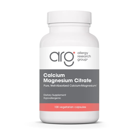 Allergy Research Group Calcium Magnesium Citrate Supplement - Bone Health, with Calcium Citrate, Pure, Well-Absorbed, Vegetarian Capsules - 100 Count