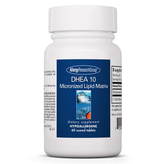 ARG DHEA 10 Micronized Lipid Matrix - Supports Hormone Balance & Brain Function - Delivers 10 mg DHEA - Micronized & Plant Sourced - Hypoallergenic - 60 Servings - 60 Capsules