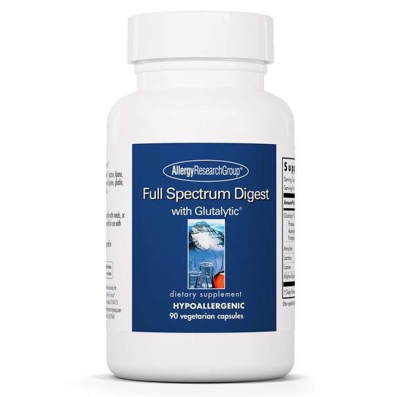 Allergy Research Group Full Spectrum Digest with Glutalytic - Digestive Enzymes for Men & Women, Gluten Support, Digestion Supplement, Gallbladder Enzymes, Amylase, Vegetarian Capsules - 90 Count